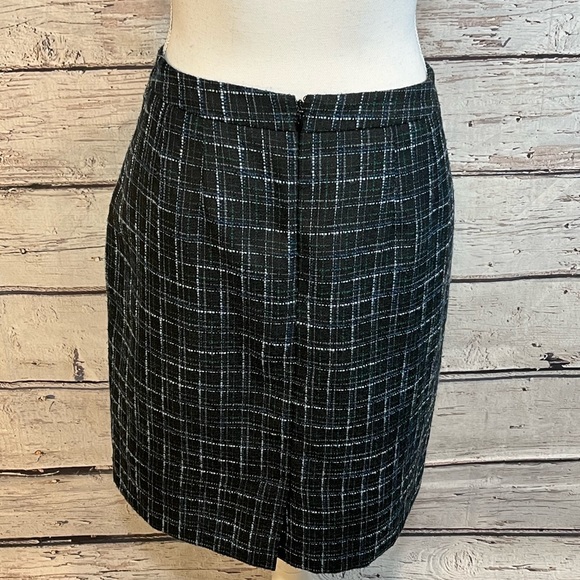 LOFT Skirt Tweed Black/Blue/Green-12 - Picture 2 of 4
